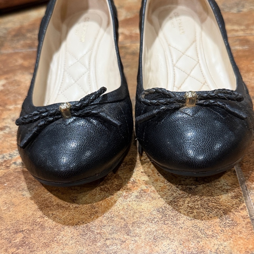 Cole Haan Women's Black and Tan Peep Toe Shoes lo - Picture 3 of 13